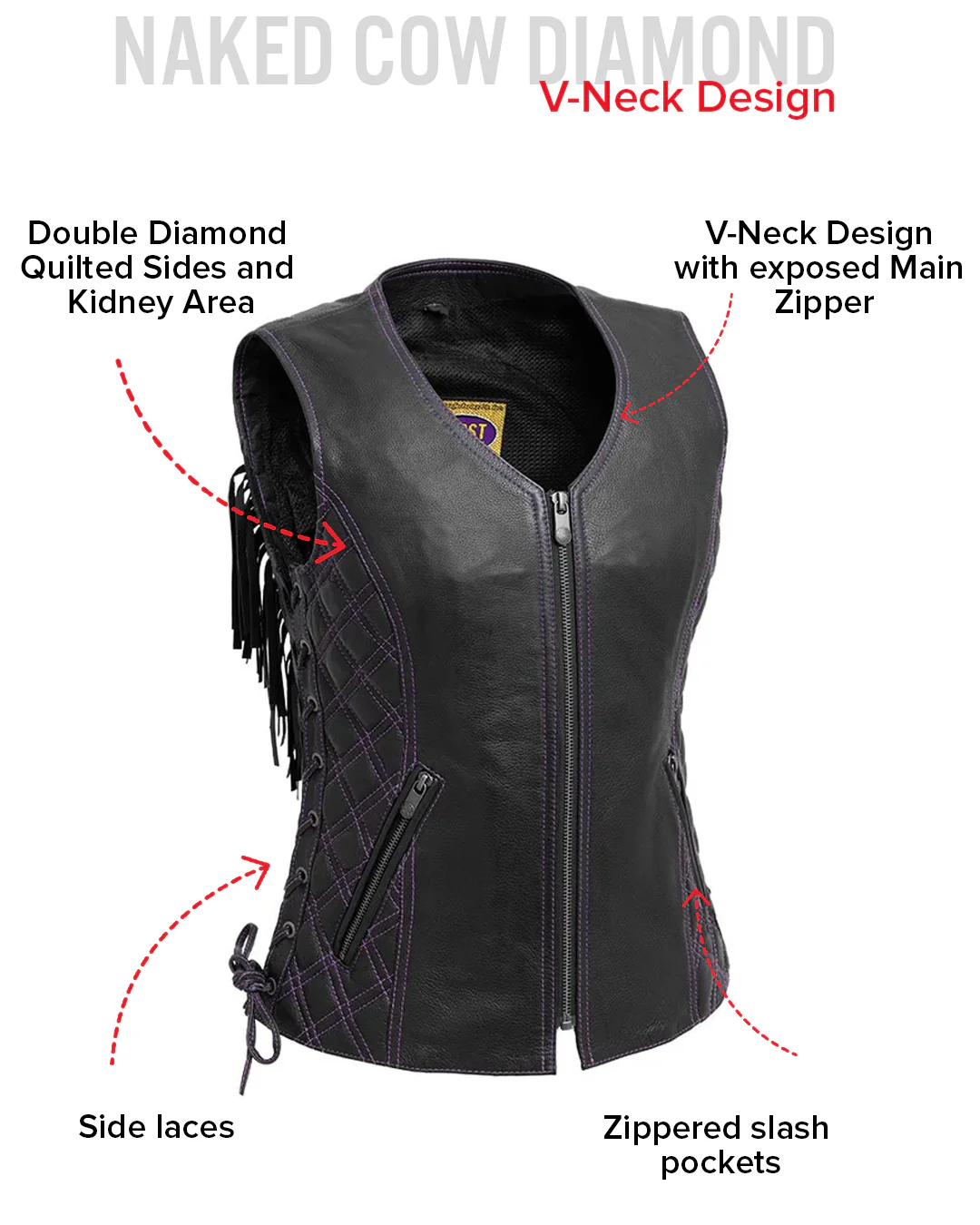 Bandida Women's Motorcycle Leather Vest - Image 6