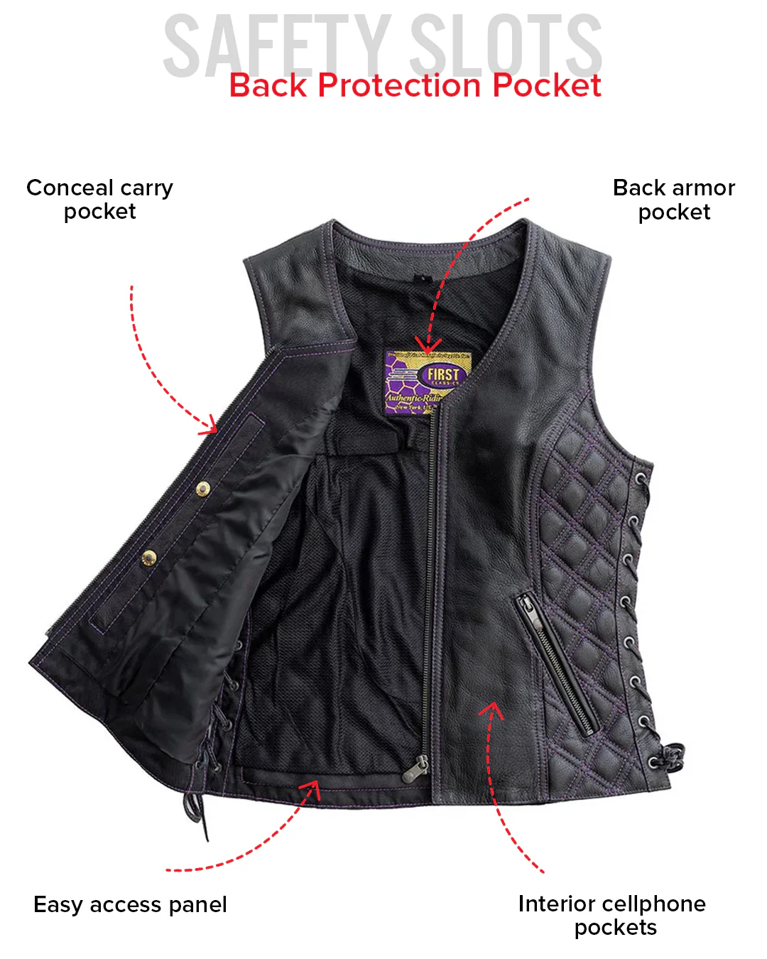 Bandida Women's Motorcycle Leather Vest - Image 7