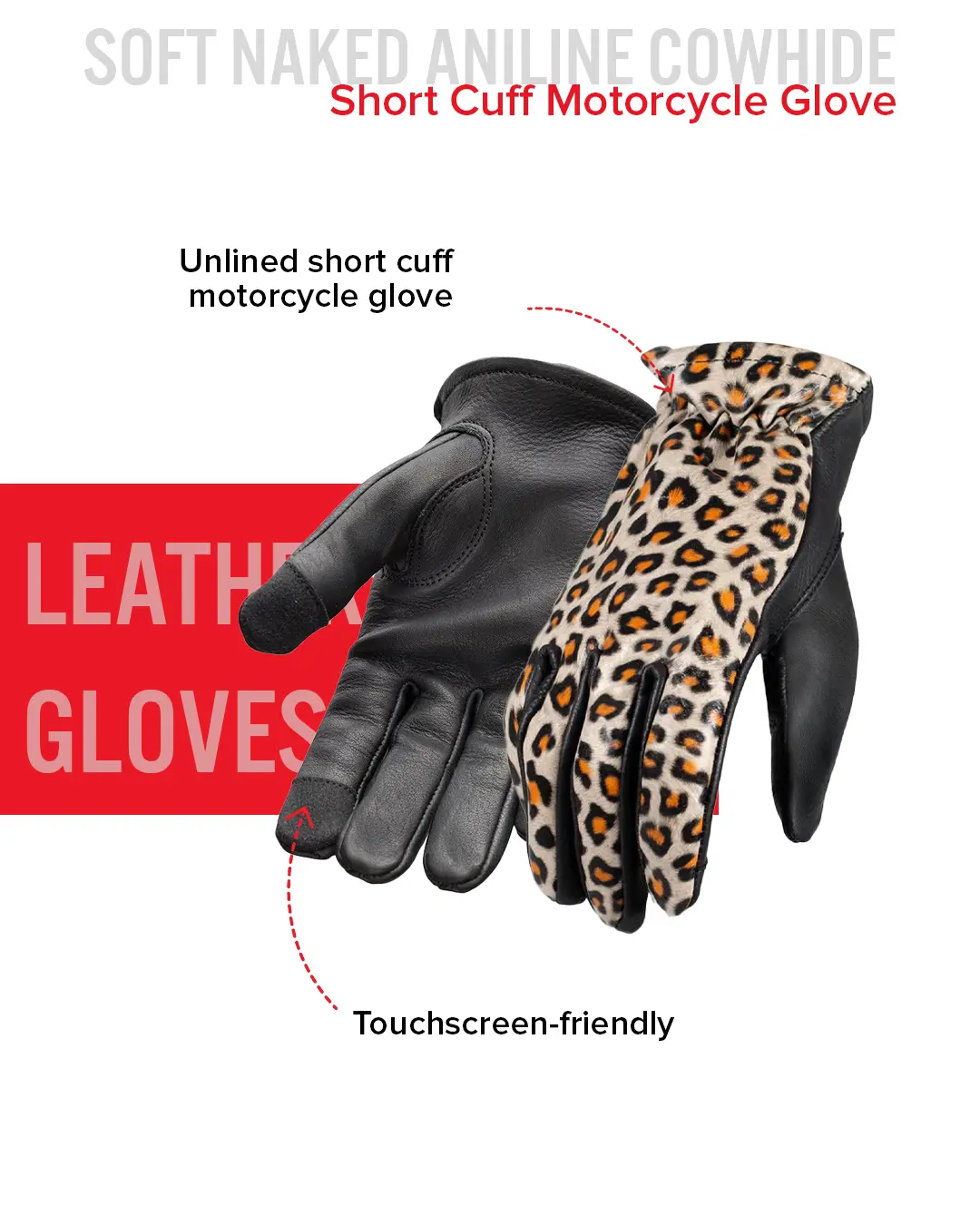 Roper Women's Motorcycle Leather Gloves - Image 7