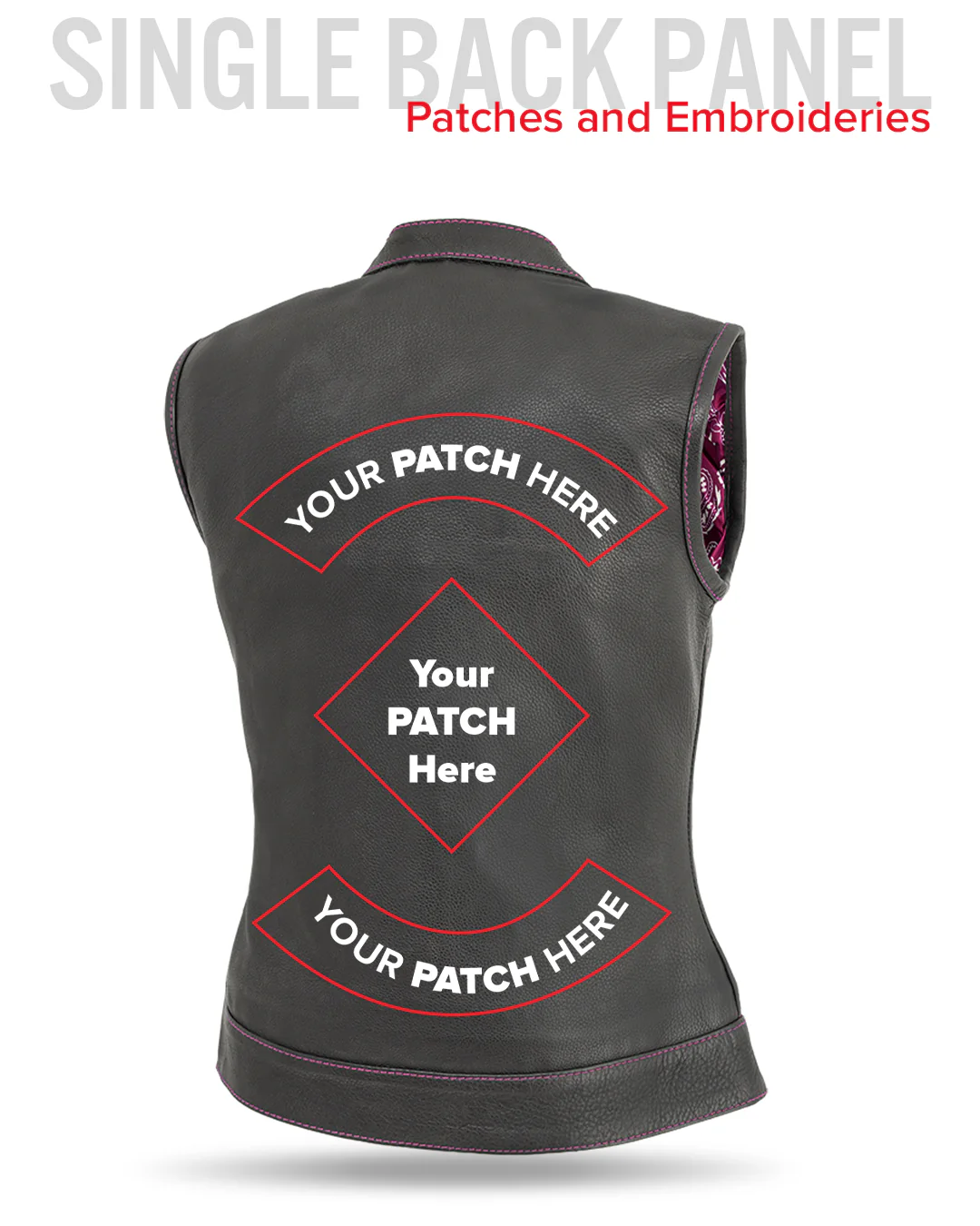 Jessica Women's  Motorcycle Leather Vest - Pink - Limited Edition - Image 8